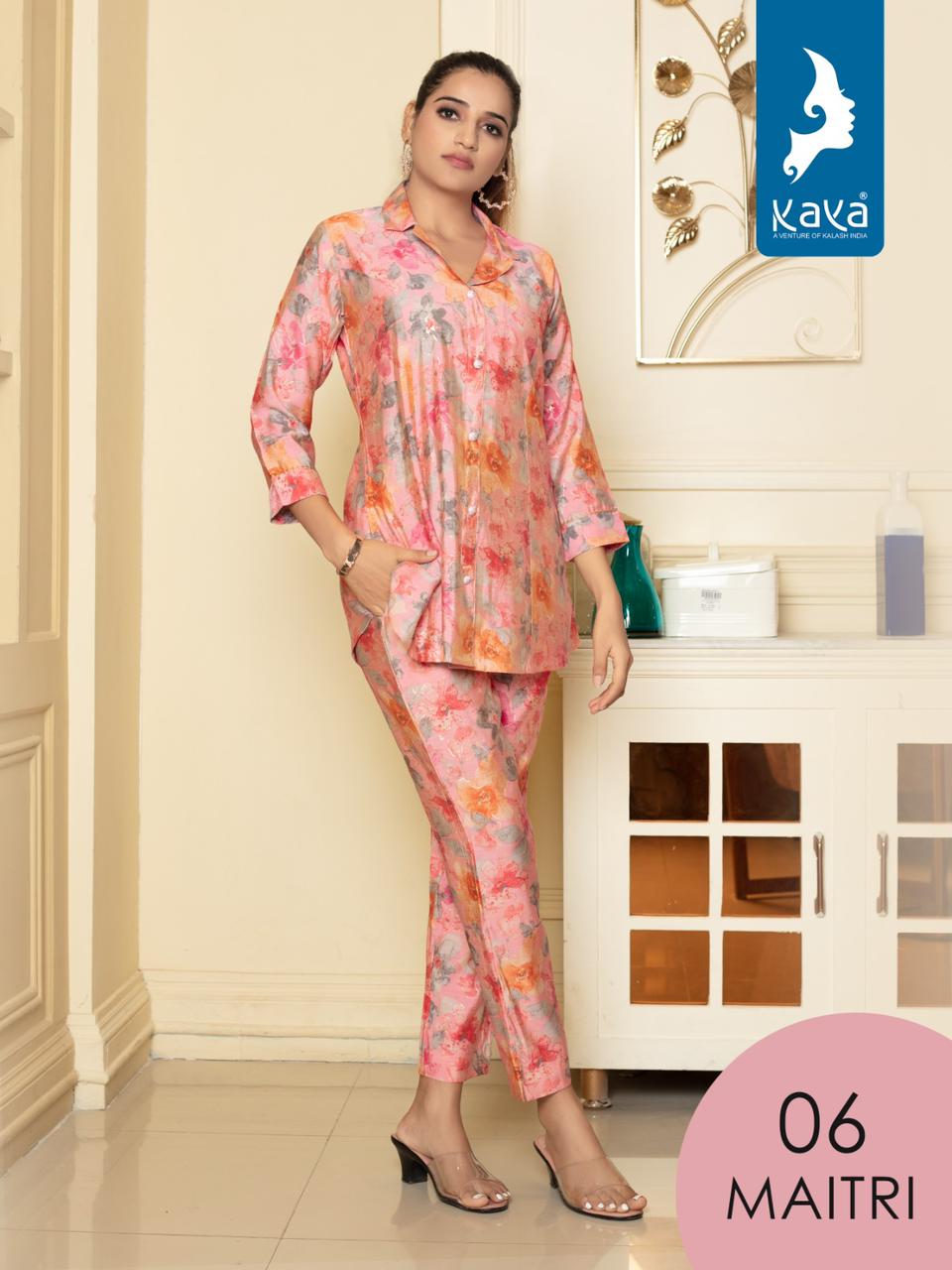 Kaya Maitri Printed Wester Cord Set Catalog
